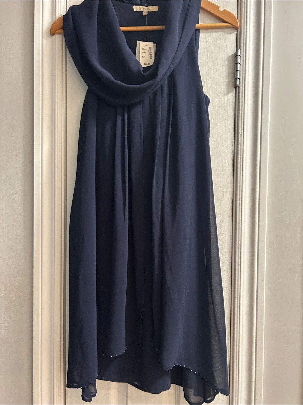 RW&CO. Navy Sleeveless Cowl Neck Midi Dress